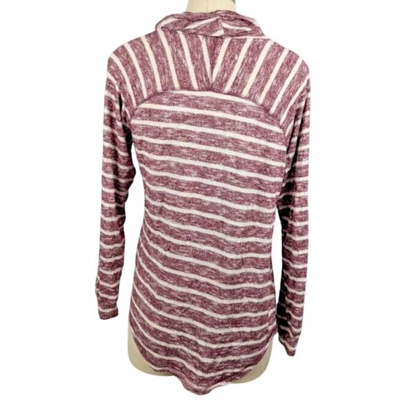 Ultra Flirt Womens Juniors Striped Funnel Neck Sweatshirt Size M Cabernet - Picture 3 of 4